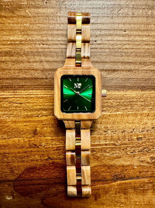 Green Dial Wood Watch