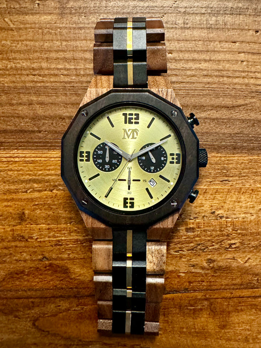 Dodecagon Chronograph 24hr Wood Watch