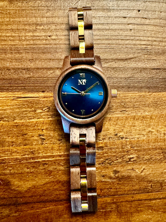 Blue Dial Wood Watch