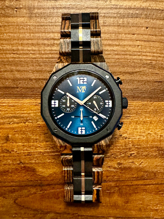 Dodecagon Chronograph 24hr Wood Watch