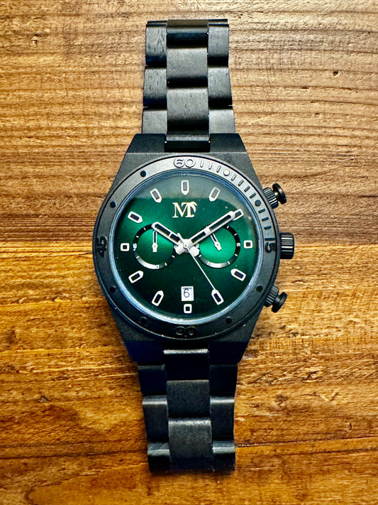 Ebony Wood Chronograph 24hr Watch