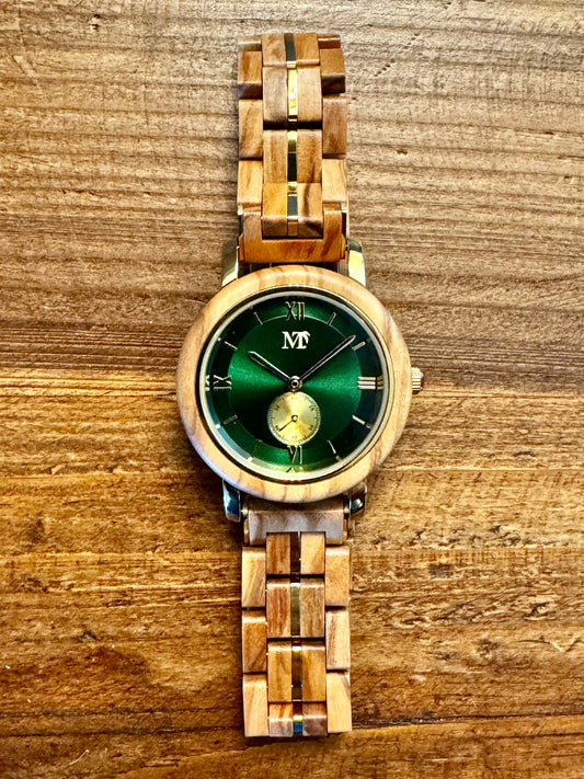 Green Dial Wood Watch