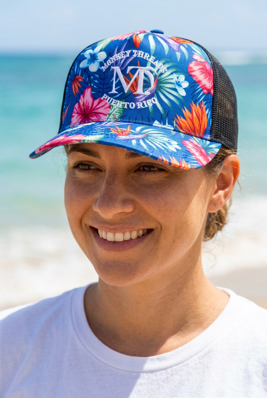 Blue mesh Floral Party cap