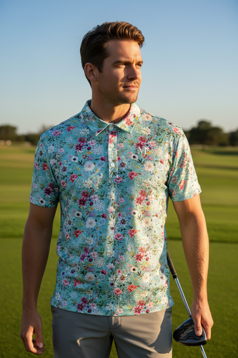 Floral Polo Front Upper Body
