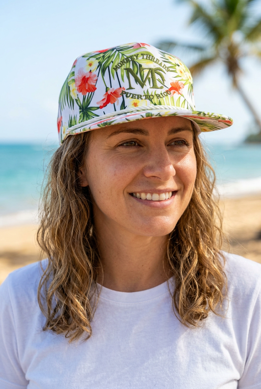 White and green Floral Party cap