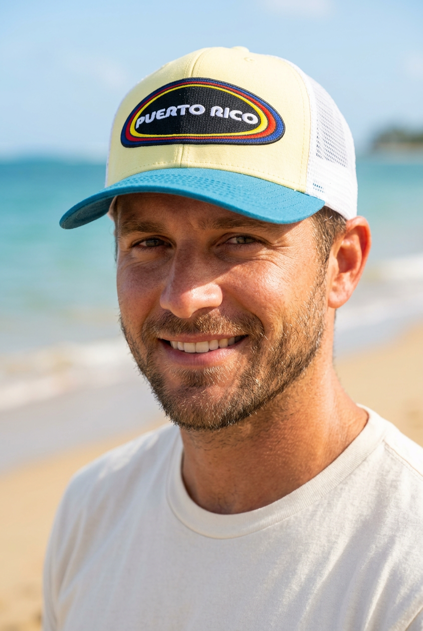 Yellow and blue Retro Oval cap