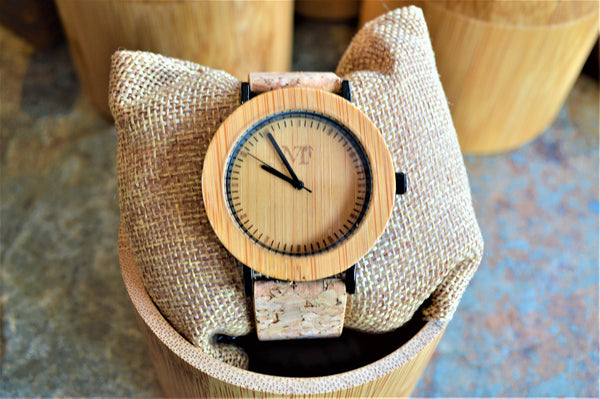 Women's Bamboo Wood and Cork Leather Watch