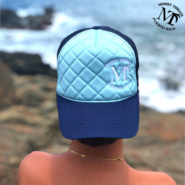 Quilted Cap - Blue & White