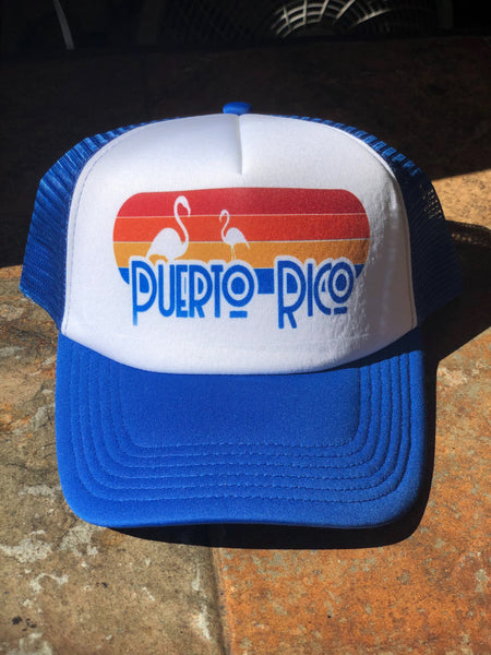 Retro Puerto Rico Flamingo Cap - Blue