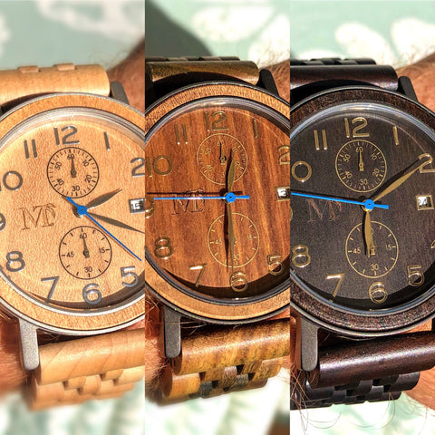 Bamboo, Sandalwood and Ebony Chronograph Wood Watches