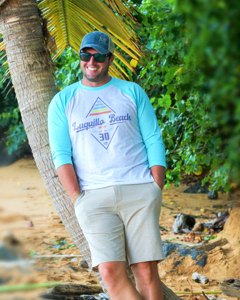 Tahiti Blue Retro Diamond Raglan