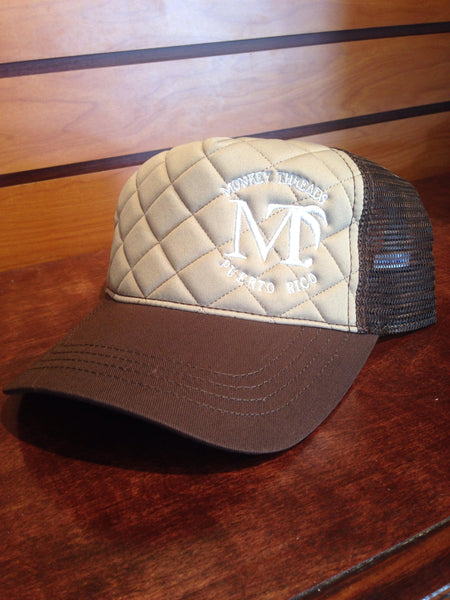 Quilted Cap - Brown w/White
